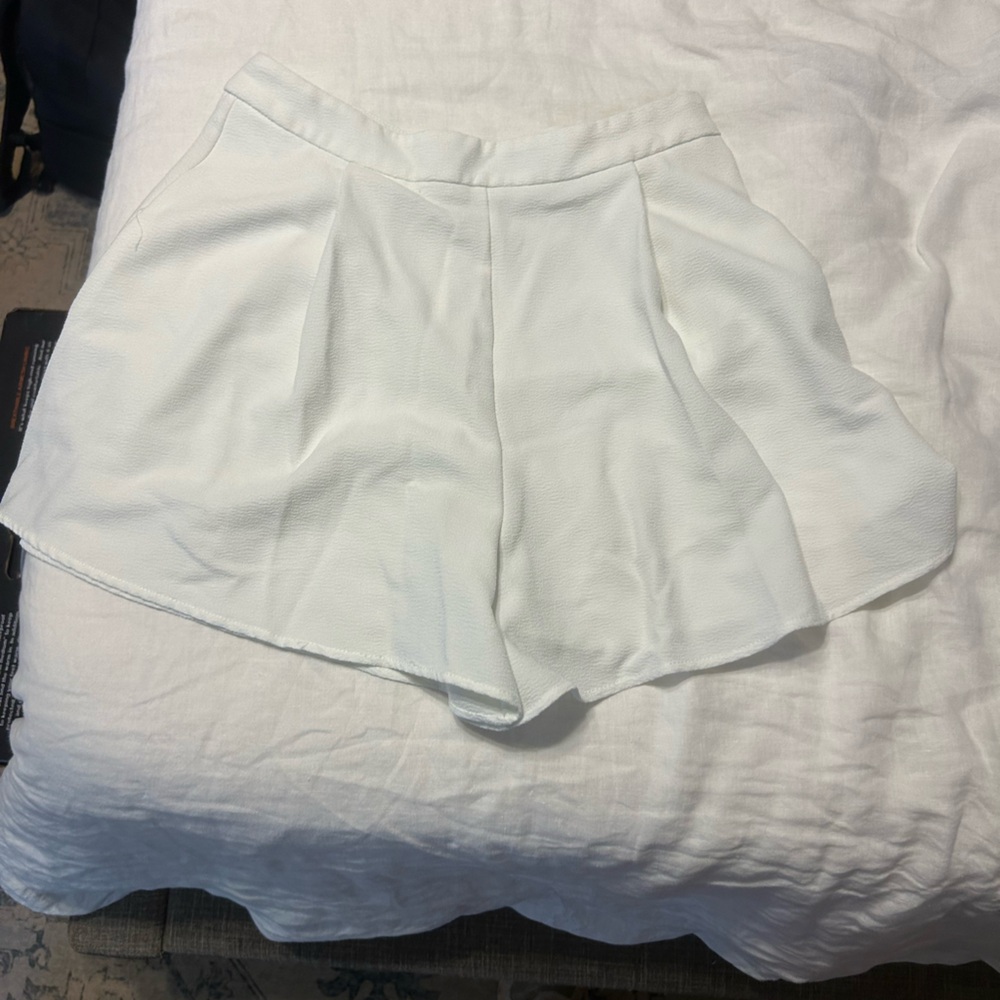 White linen shorts